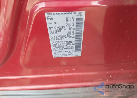 2014 Nissan Pathfinder Sl z USA, uszkodzony, nr VIN 5N1AR2MM5EC683575